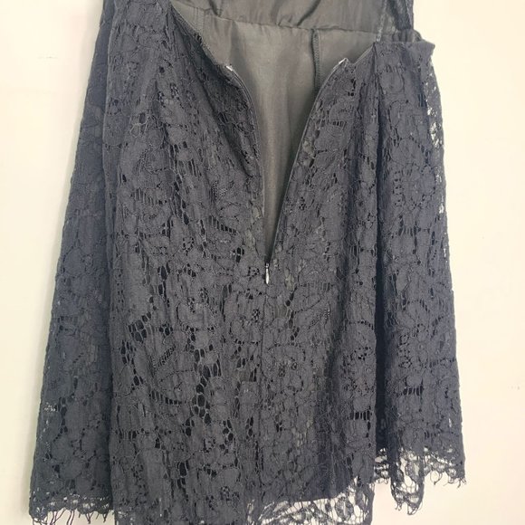 KAITLYN Black Eyelash‎ Lace Cap Sleeve Cut-Out Back Midi Dress Sz M - Picture 6 of 10